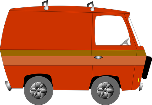 Van, Vintage, Cartoon, Vehicle, Drawing - Van Cartoon Png (490x340)