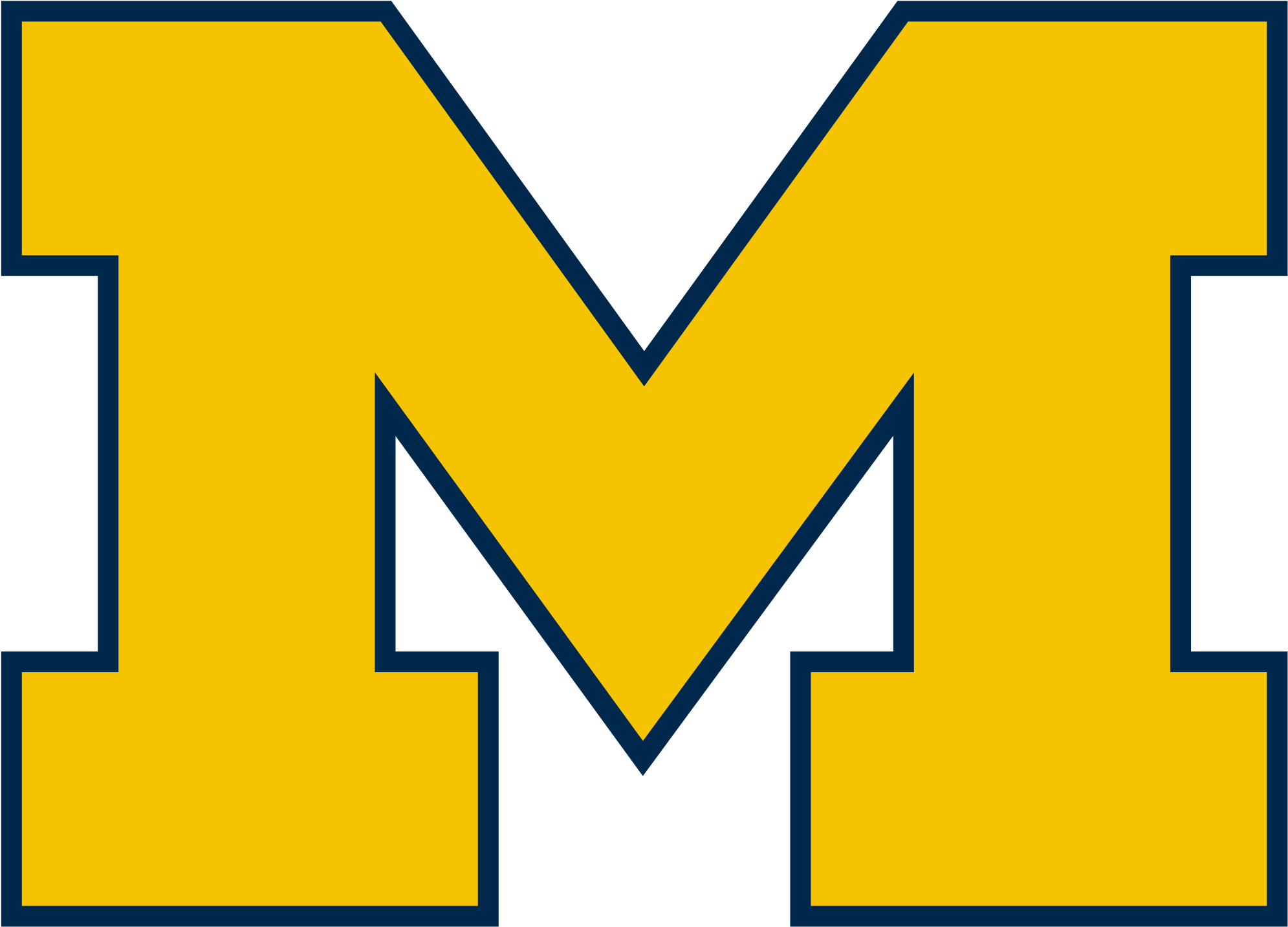 A Blue Block M With Maize-colored Borders - Michigan Wolverines Logo Png (2000x1442)