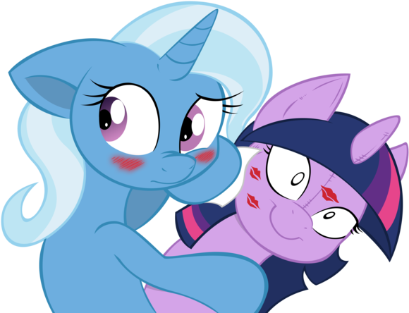 Pony Twilight Sparkle Black Pink Cartoon Mammal Vertebrate - Mlp Twilight And Trixie Love (680x496)