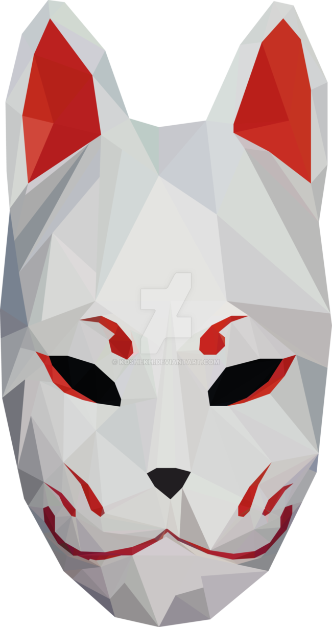 Kitsune Mask 2 By Chompboy - Kitsune Mask Png (650x1227)