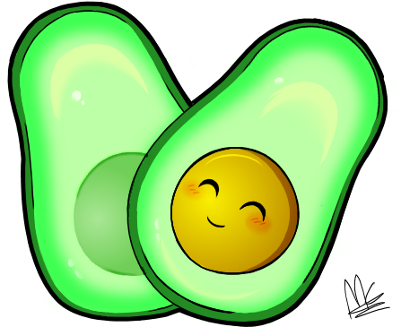 Happy Avocado By Flower In Torn Jeans - Smiley (448x389)