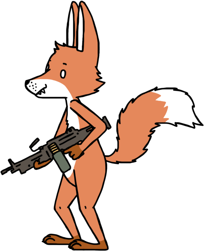Fox With A Machine Gun By Tj-fowkes - Fox With Machine Gun (894x894)