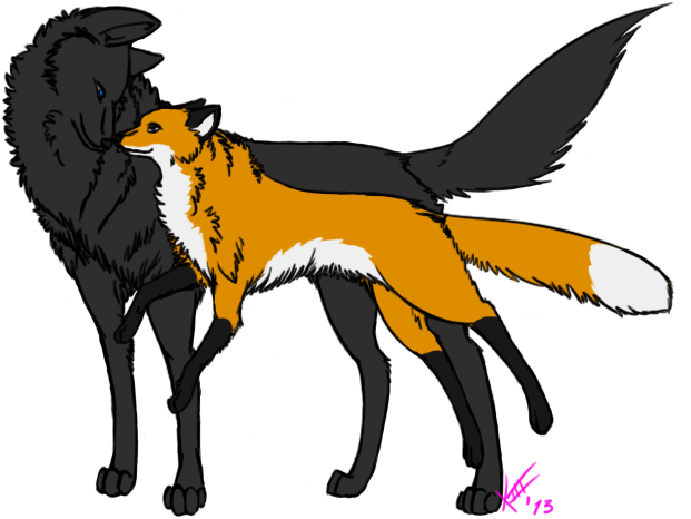 Wolf And Fox By Xxtherev - Wolf And Fox By Xxtherev (634x482)