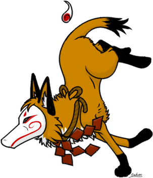 Kitsune Fox Rules Wolf Wiki - Digital Art (394x397)