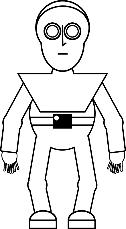 Free Vector Little Alien - White Robot Shower Curtain (440x800)