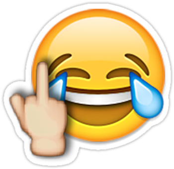 Middle Finger Laughing Emoji" Stickers By Nsty - Middle Finger Emoji Png (375x360)
