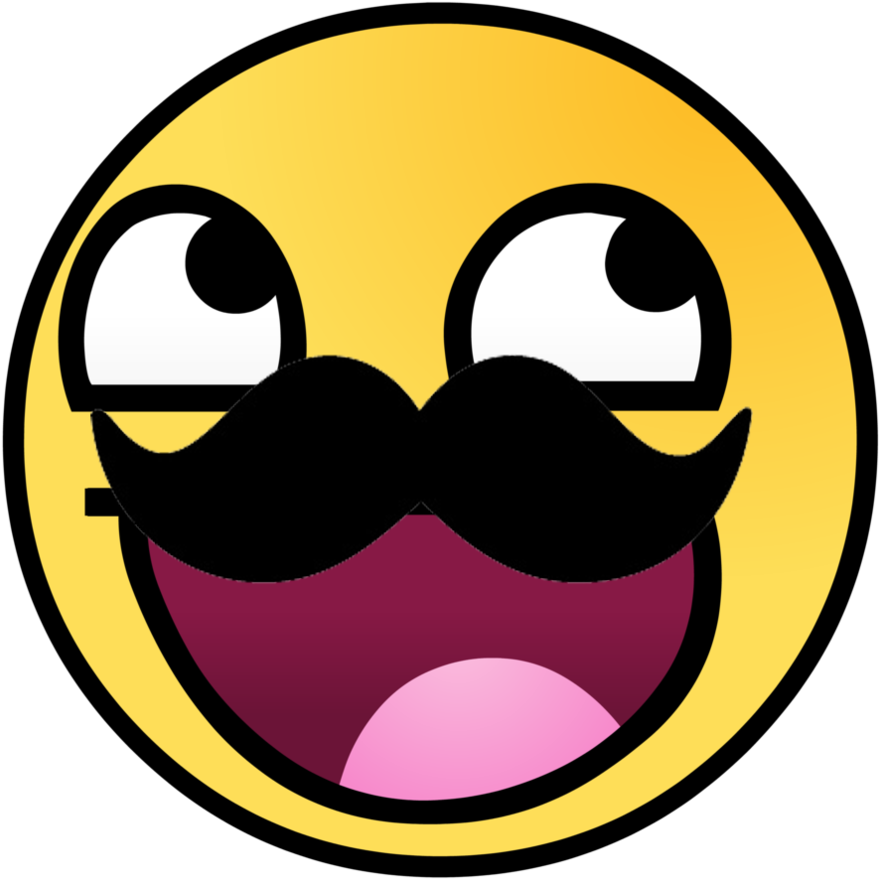 Images For Awesome Face Emoticon - Awesome Face Mustache (894x894)
