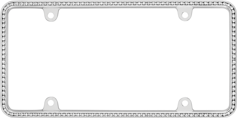 Thin White Diamonds On Chrome License Plate Frame - Diamond License Plate Frames (800x800)
