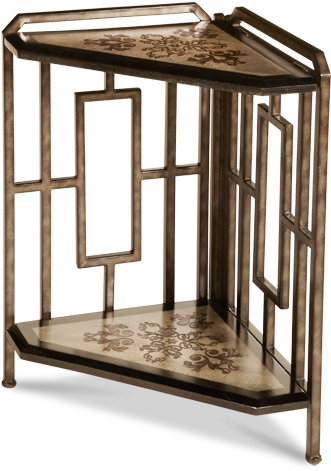 Traditional Style 2-tier Corner Etagere Metal Frame - Aico Furniture - Discoveries 2-tier Corner Etagere (600x510)