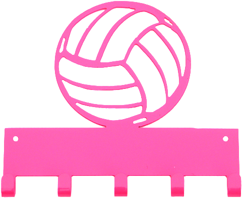 Volleyball Hot Pink 5 Hook Medal Display Hanger - Volleyball Iron On Patches (500x400)