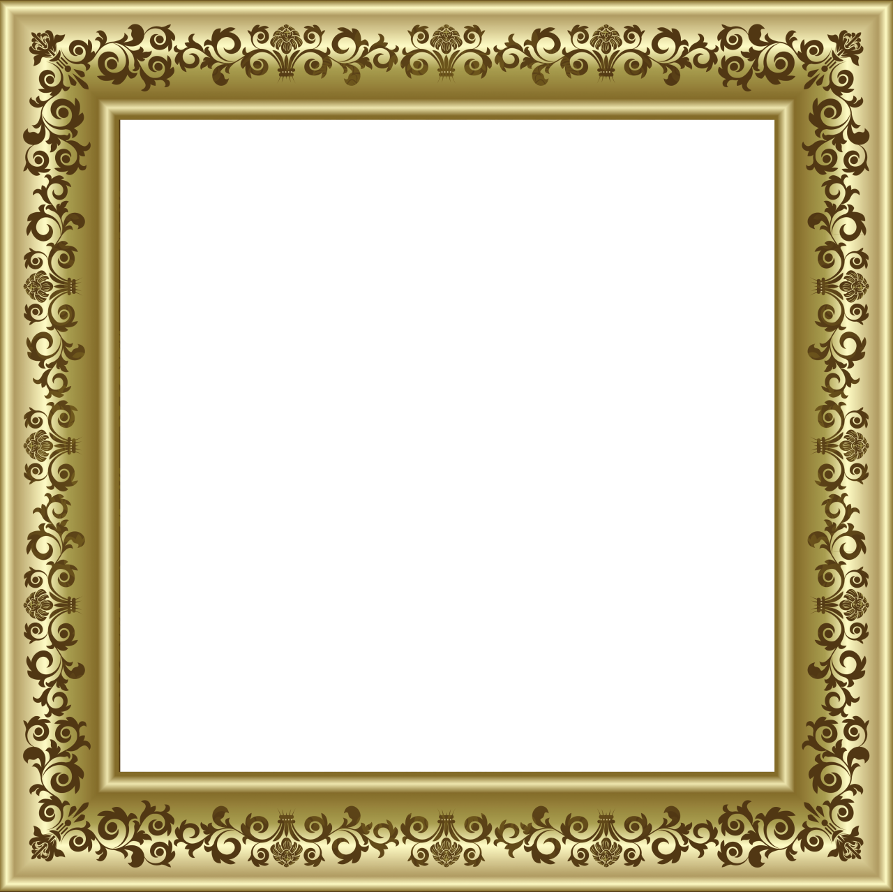 Gold Photo Frame Png With Brown Ornaments - Golden Frames Psd Files Free Download (1280x1278)