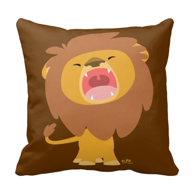 Cute Mighty Roaring Lion Cartoon Pillow - Cute Cartoon Lion (650x650)