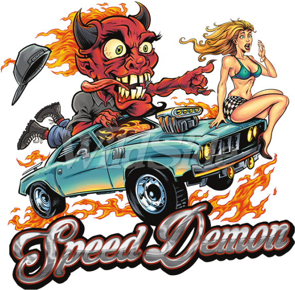 Speed Demon Monster Girl Hotrod - Cartoon (600x600)