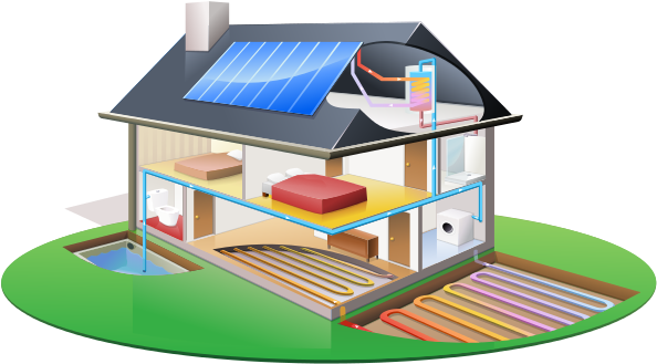 Energy Clipart Solar Water Heater - Maison Ecologique Panneau Solaire (600x350)