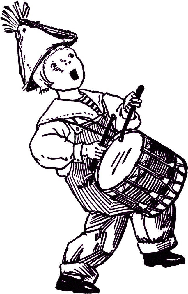 300 Dpi Printable Freebie - Kids Play Drum Clipart Black And White (655x1024)