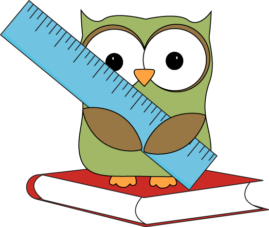Owl Sitting On A Book With A Ruler Clip Art - Free Clip Art Rulers (553x468)