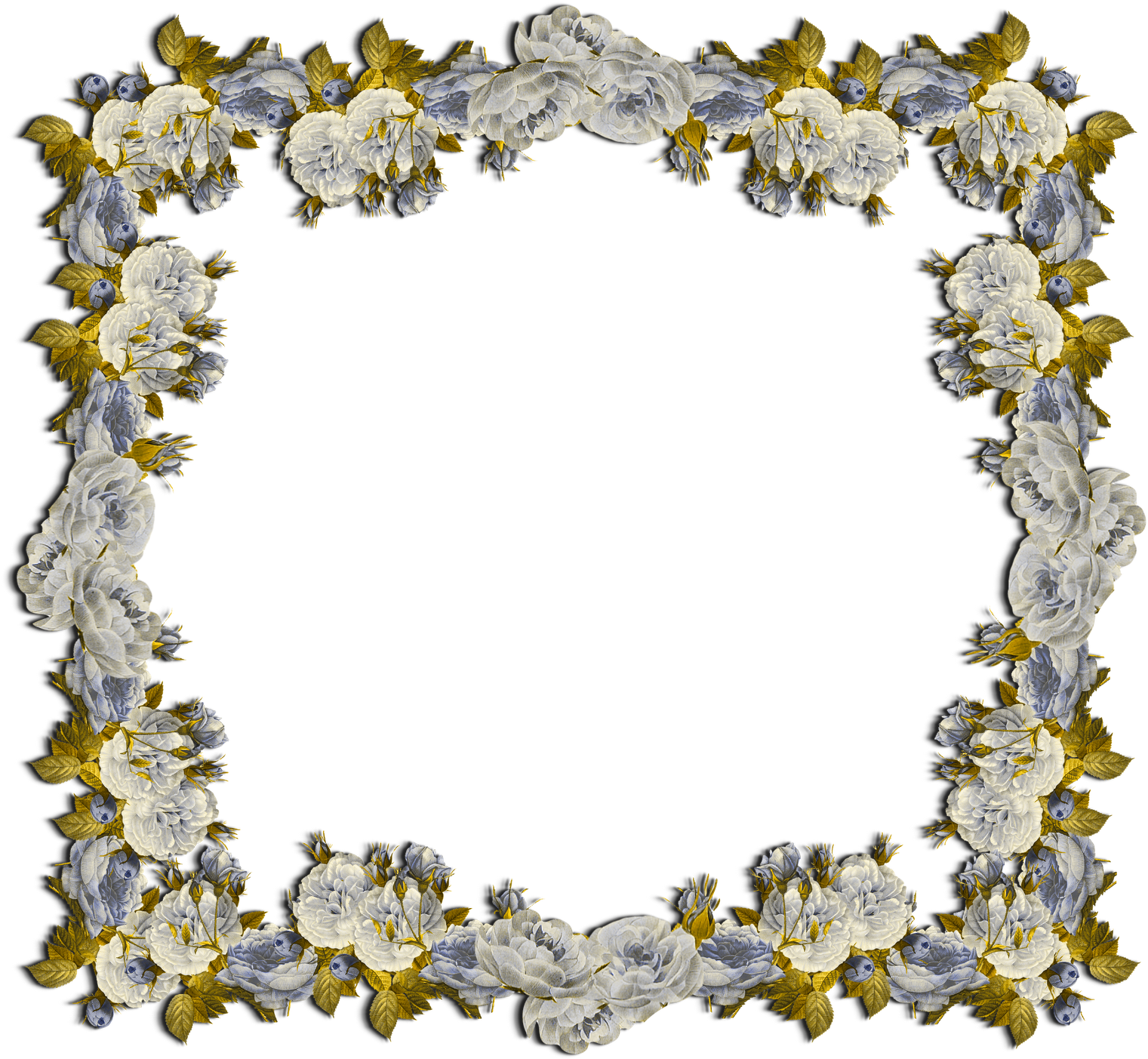 Vintage Floral Frame Printables - Baby Shower Flower Clip Art (1600x1493)