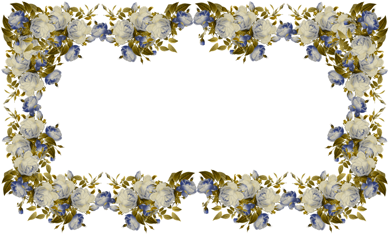 Free Faux Vintage Roses Frame And Borders Png Rosenrahmen - Transparent Flower Border Clipart (1600x962)