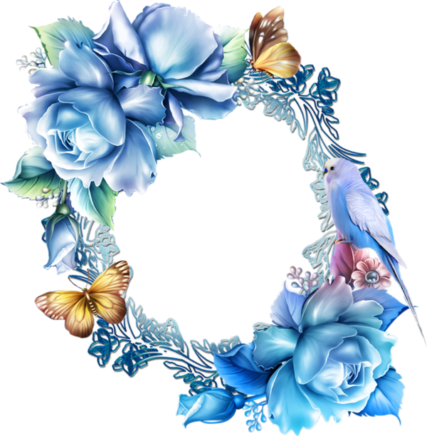 Blue Flower Png Border (784x800)