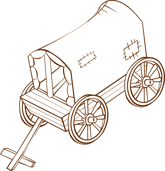 Pioneer Clipart Wood Cart - Caravan Clip Art (696x720)