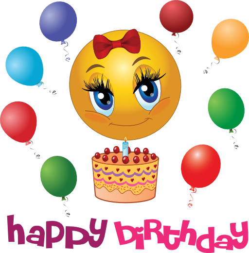 Girl Birthday Smiley Emoticon Clipart - Birthday Cake Clip Art (512x521)