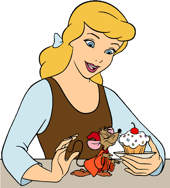 Cinderella And Jaq - Cinderella Eating (550x630)