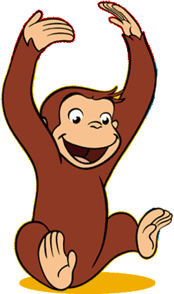 Free Curious George Clip Art - Curious George Hanging (329x479)