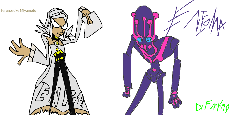 Terunosuke Miyamoto And Enigma By Drfunk98 - Cartoon (1006x477)