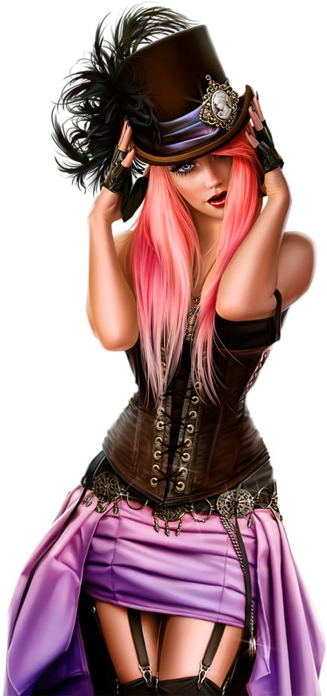 Pinup Art, Tube, 1, Steampunk, Daughters, Woman - Costume Hat (513x1024)