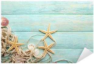 Vinilo Pixerstick Las Estrellas De Mar Y Conchas En - Sea (400x400)
