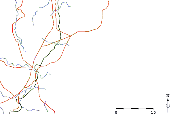 Roads And Rivers Around Lakes Beach - Diagram (601x398)