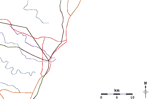 Roads And Rivers Around Brighton Beach - Line Art (601x398)