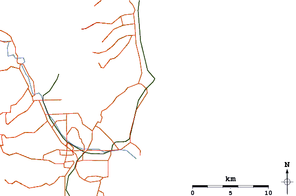 Roads And Rivers Around Shag Beach - Map (601x398)