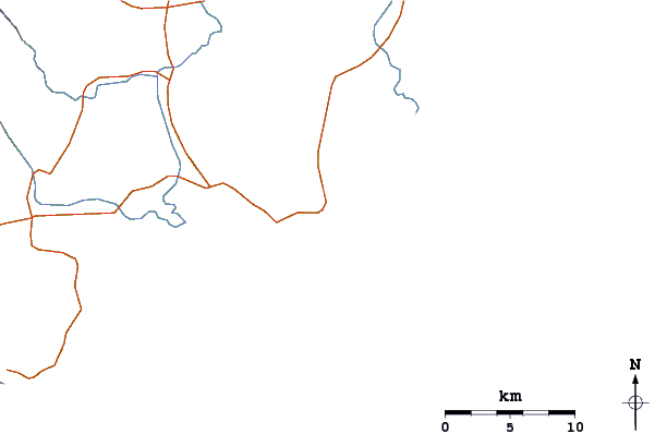 Roads And Rivers Around Libanona Beach - Line Art (601x398)