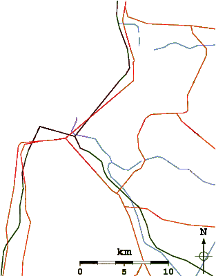 Roads And Rivers Around Kadarim Or Dado Beach - Map (601x399)