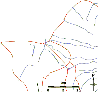 Roads And Rivers Around Army Beach - Line Art (601x399)