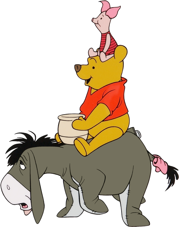 Winnie The Pooh Group Clipart - Winnie The Pooh Riding Eeyore (768x975)