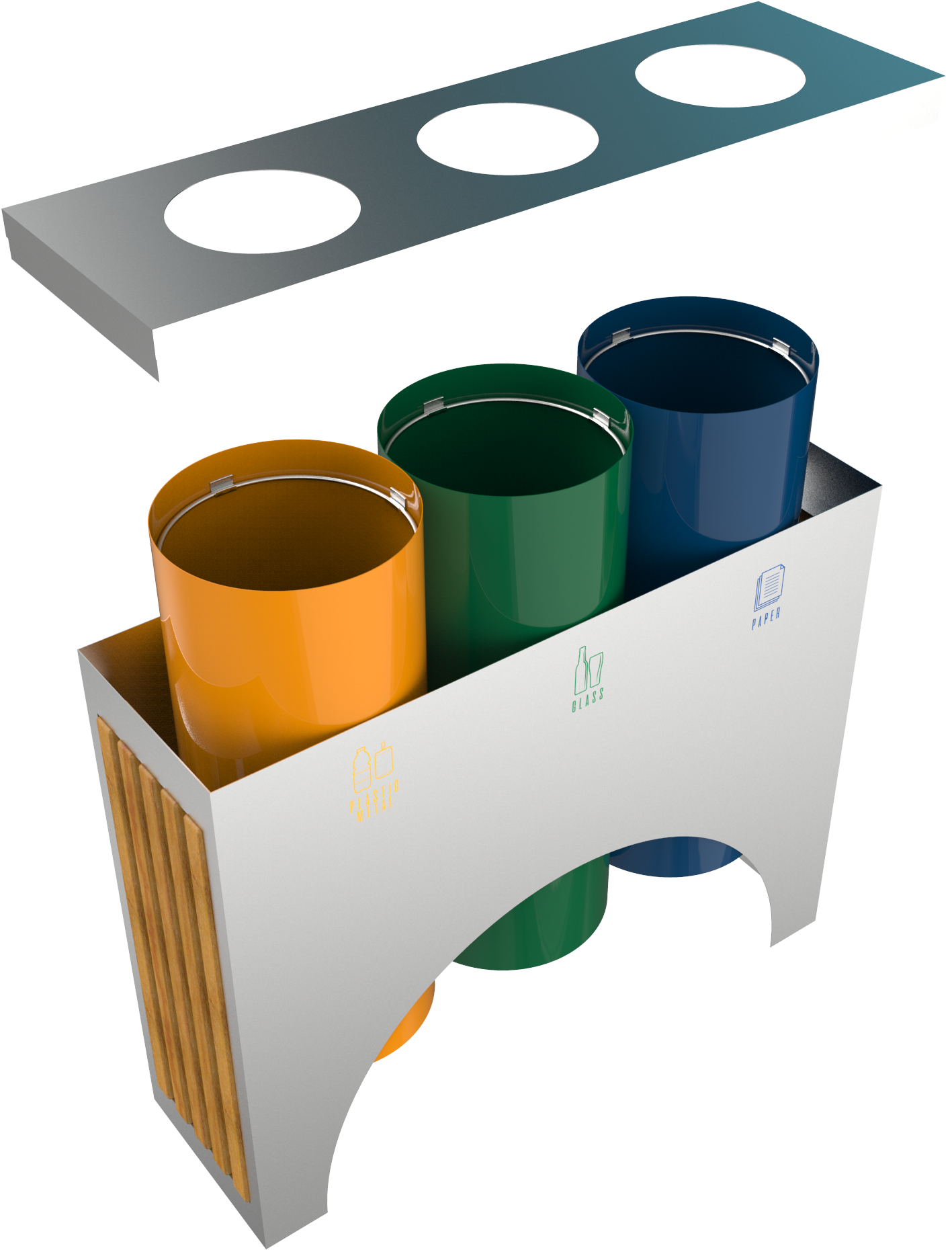Modern Stainless Steel And Wood Recycle Bins Station - Recycling Bin (2000x2000)