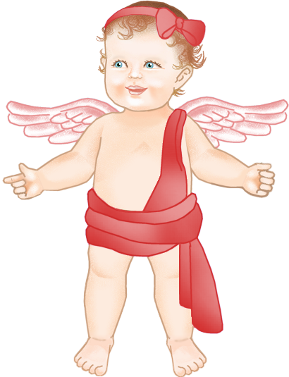 Red Baby Angel Clipart - Clip Art (410x535)