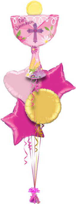 1st Communion Pink Chalice Religious Balloon - 31" 1st Communion Pink Chalice Supershape Foil Balloon (286x686)
