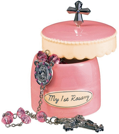 Our My 1st Rosary With Keepsake Set Includes A Rosary - Pink Rosary And My First Rosary Keepsake Box For Girl (394x435)