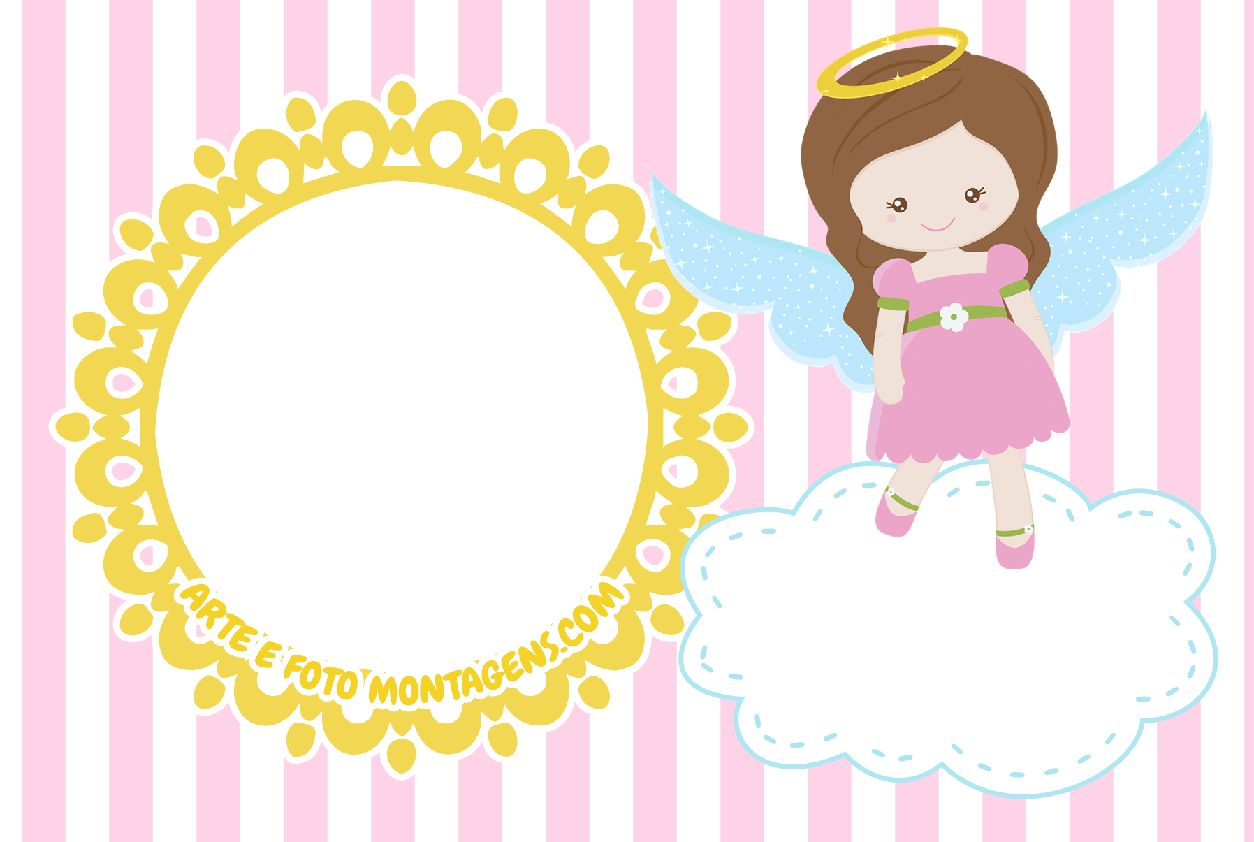 Searching, First Holy Communion, Christening, Cards, - Convite Batizado Menina Anjinha (1795x1205)