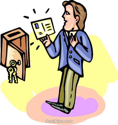 Reading Mail Royalty Free Vector Clip Art Illustration - Reading Mail Clipart (454x480)