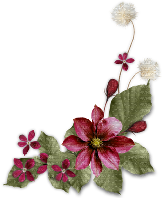 Minou Dark Red Flower Corner - Dark Red Flower Png (400x400)