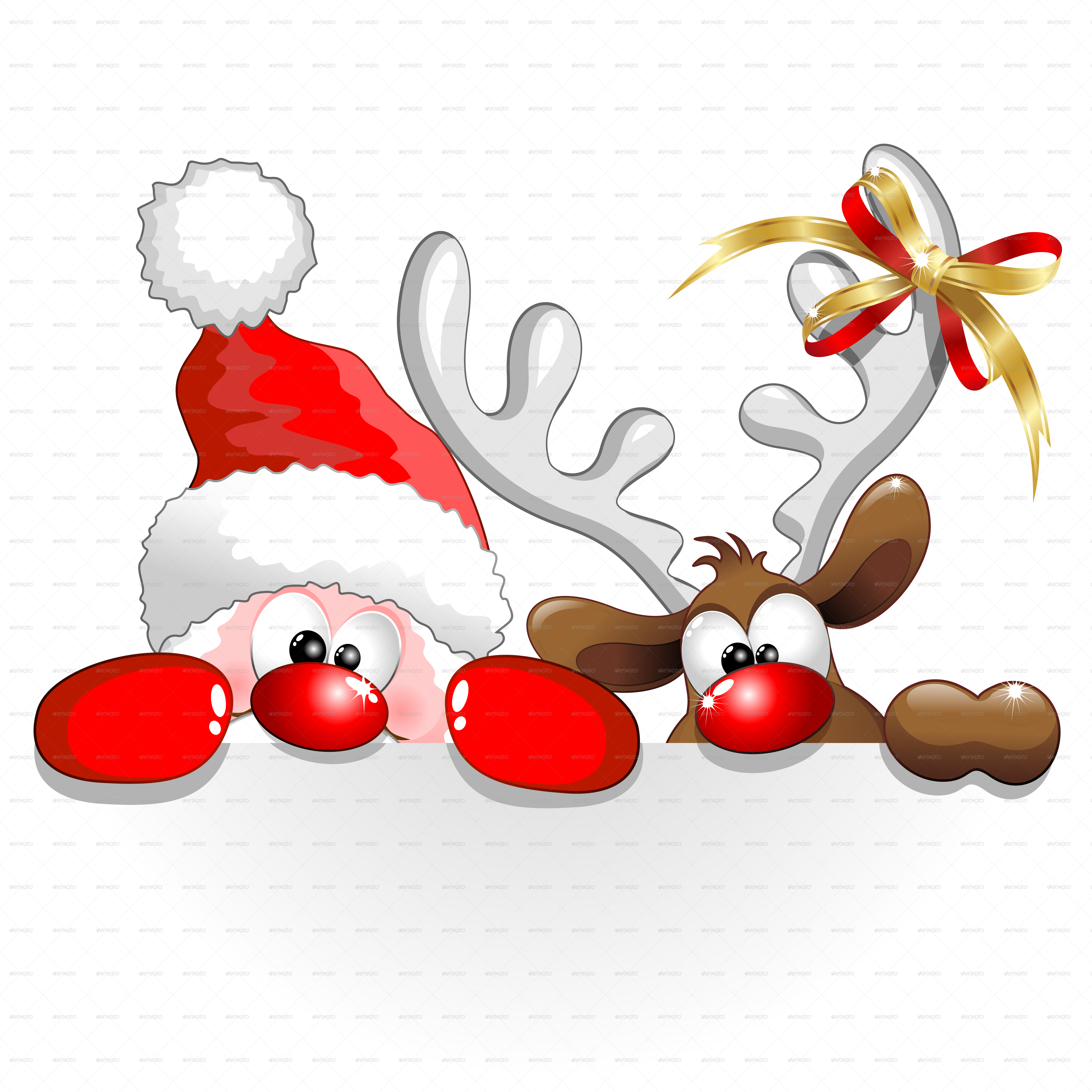 A Funny Christmas Santa And Reindeer Cartoon Png 5000 - Christmas Art Reindeer (5000x5000)