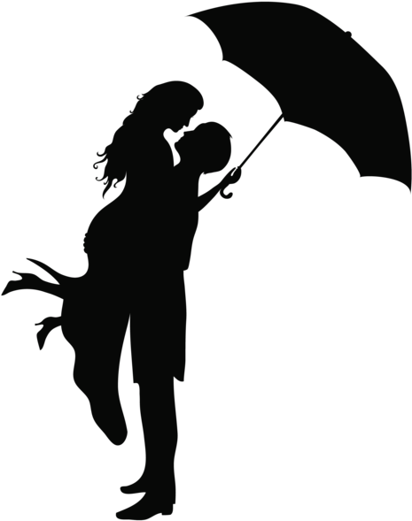 Romantic Couple Silhouettes Png Clip Art Image Silhouettes - Wedding Cake Topper Silhouette Groom And Bride, Acrylic (474x600)
