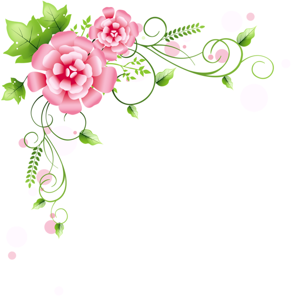 Corner Floral Decoration Png Clipart Picture - Flower Corner Border Png (600x595)