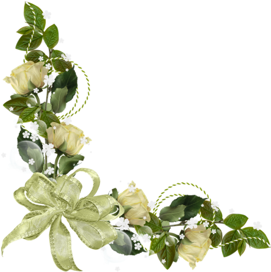 Roses And Greens Floral Corner - Soft Flower Corners Transparent Background (600x555)