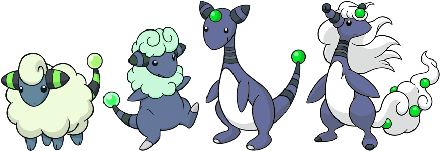 Mareep, Flaaffy, Ampharos By High Jump - Mareep Dream World (881x296)