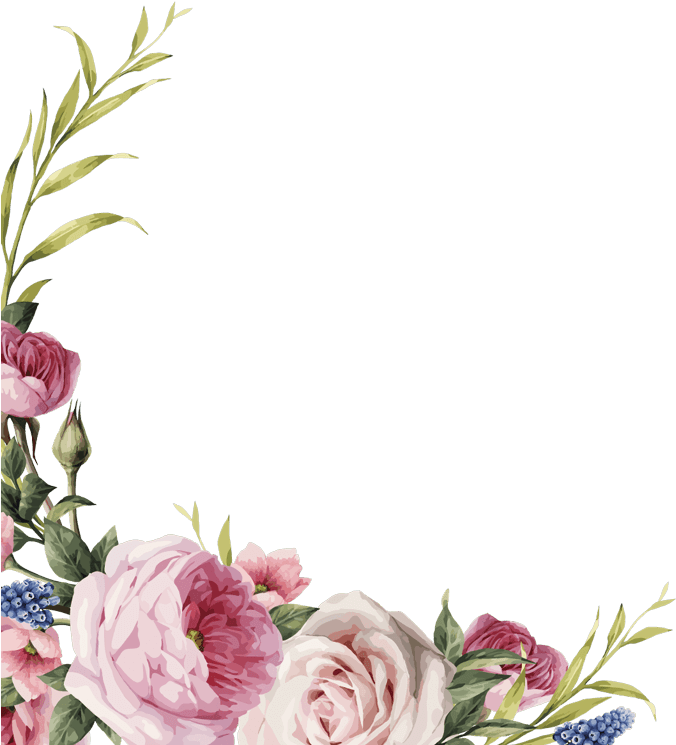 Corner Bouquet Of Flowers And Leaves - Shades Of Pink Roses Journal (700x809)